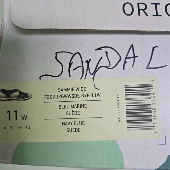 Earth Origins NIB Sammie Wide Navy Blue Suede Sandals Size 11W - Picture 8 of 9